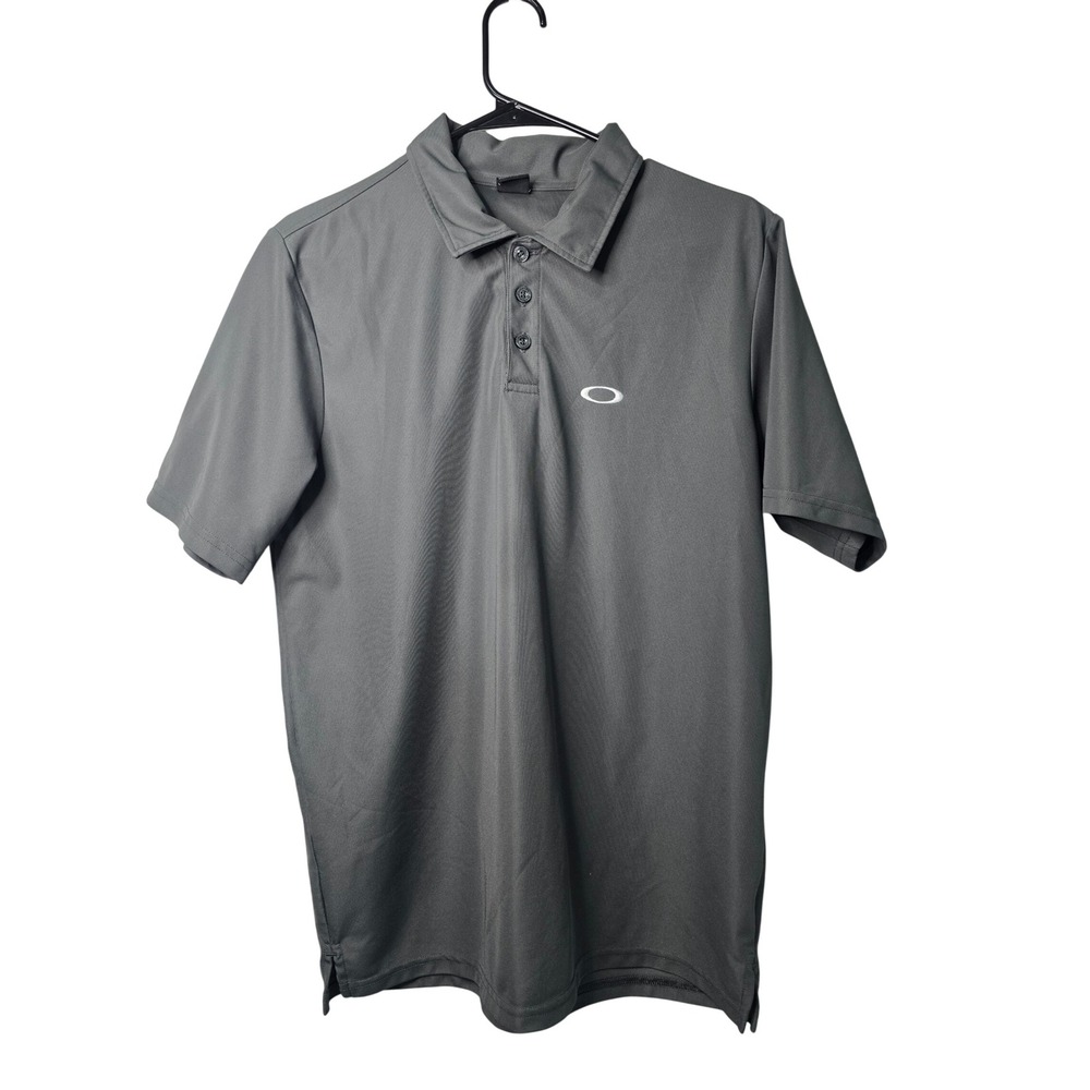 Oakley Mens SS Polo Shirt Gray Medium RN 96548 CA 35460 Cotton Blend EUC